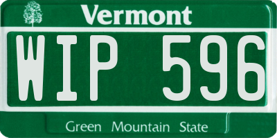 VT license plate WIP596