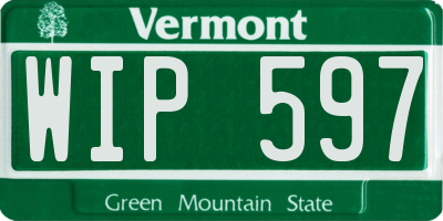 VT license plate WIP597