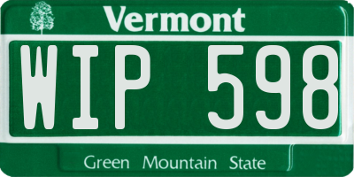VT license plate WIP598