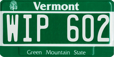 VT license plate WIP602