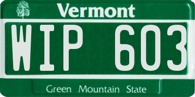 VT license plate WIP603