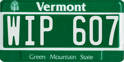 VT license plate WIP607