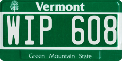 VT license plate WIP608