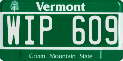 VT license plate WIP609