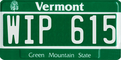 VT license plate WIP615