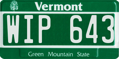 VT license plate WIP643