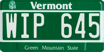 VT license plate WIP645