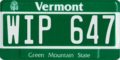 VT license plate WIP647