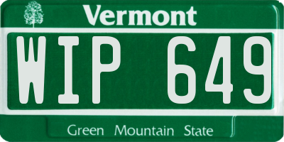 VT license plate WIP649