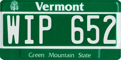 VT license plate WIP652