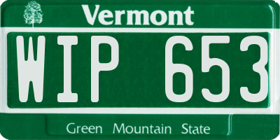 VT license plate WIP653