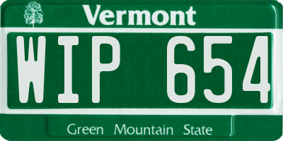 VT license plate WIP654