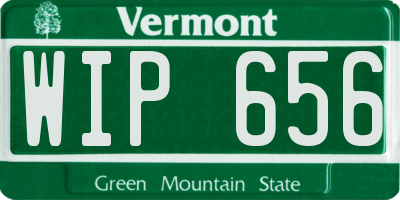 VT license plate WIP656