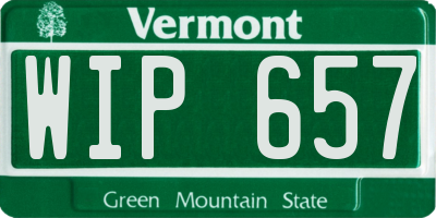VT license plate WIP657