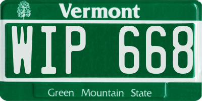 VT license plate WIP668