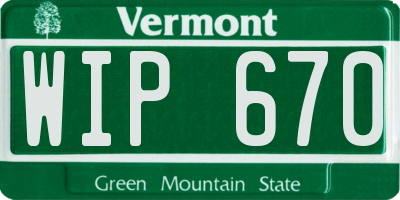 VT license plate WIP670