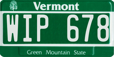 VT license plate WIP678