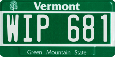 VT license plate WIP681