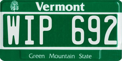 VT license plate WIP692