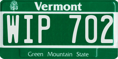 VT license plate WIP702