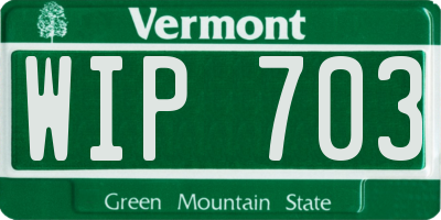 VT license plate WIP703