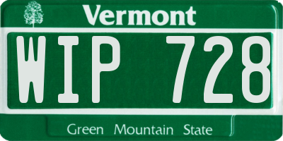 VT license plate WIP728