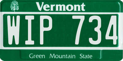VT license plate WIP734