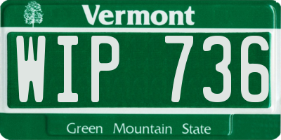 VT license plate WIP736