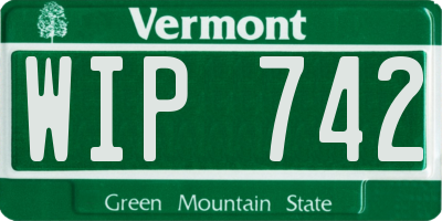VT license plate WIP742