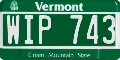 VT license plate WIP743