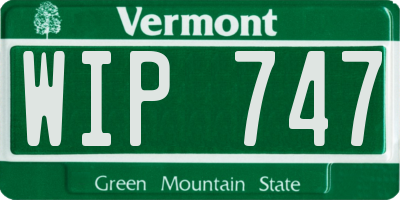 VT license plate WIP747
