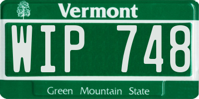 VT license plate WIP748