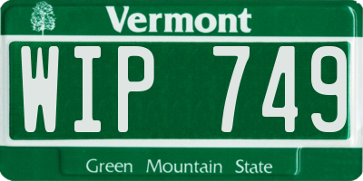 VT license plate WIP749