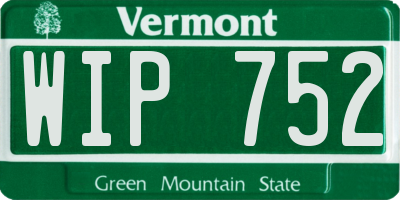 VT license plate WIP752