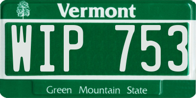 VT license plate WIP753