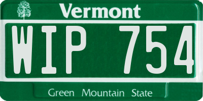 VT license plate WIP754