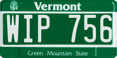 VT license plate WIP756