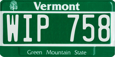 VT license plate WIP758