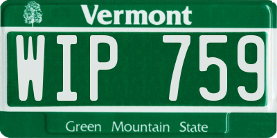VT license plate WIP759