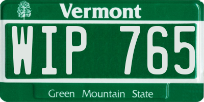 VT license plate WIP765