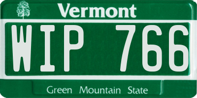 VT license plate WIP766