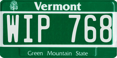 VT license plate WIP768