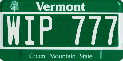 VT license plate WIP777
