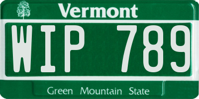 VT license plate WIP789