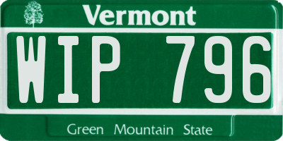 VT license plate WIP796