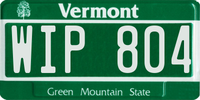 VT license plate WIP804