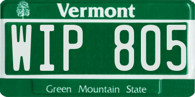VT license plate WIP805