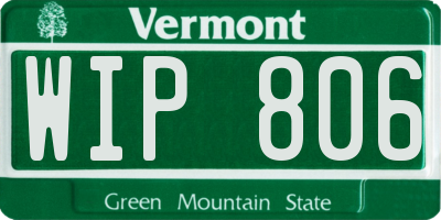 VT license plate WIP806
