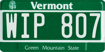 VT license plate WIP807