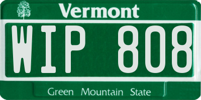 VT license plate WIP808